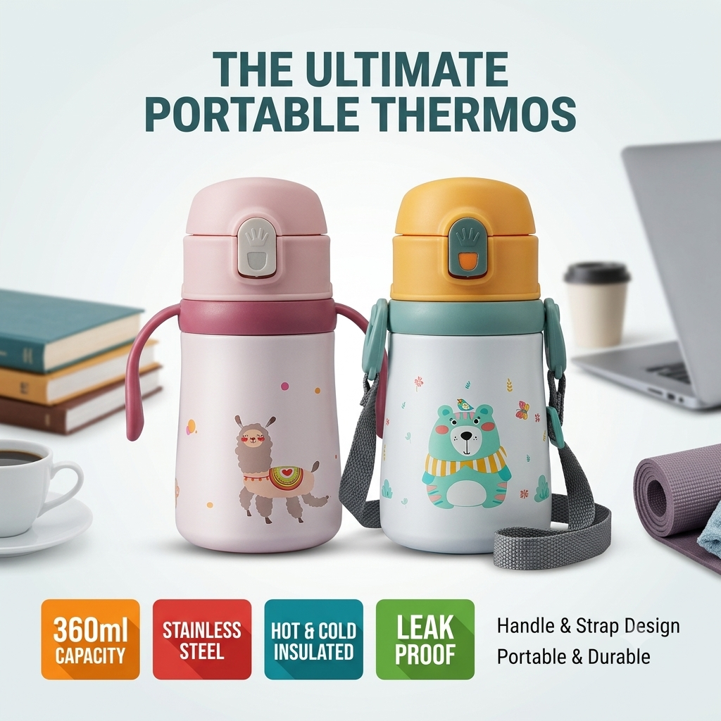 360ml Baby Water Bottle - Premium 316 Stainless Steel Insulated Thermos for Hot & Cold Drinks - Image 3